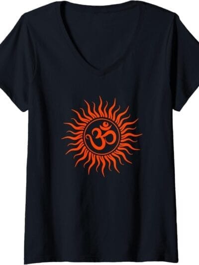 Hinduism Om, Sacred Pooja Hindu Temple V-Neck T-Shirt (Spain)