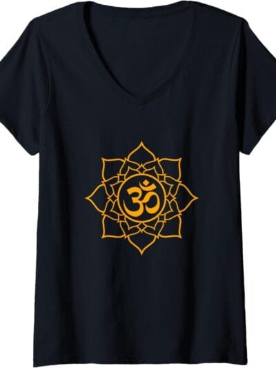 Hinduism Om, Sacred Pooja Hindu Temple V-Neck T-Shirt (USA)