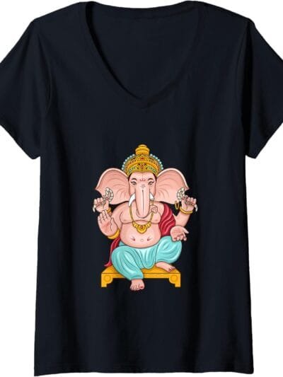 Ganapati, Ganesh, Ganeshotsav Puja V-Neck T-Shirt (USA)
