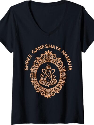 Ganapati, Ganesh, Shree Ganeshaya Namaha Puja V-Neck T-Shirt (Italy)