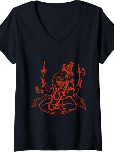 Ganapati, Ganesh, Ganeshotsav Puja V-Neck T-Shirt (USA)