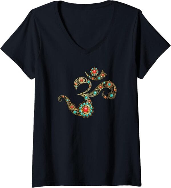 Hinduism Om, Sacred Pooja Hindu Temple V-Neck T-Shirt (Italy)