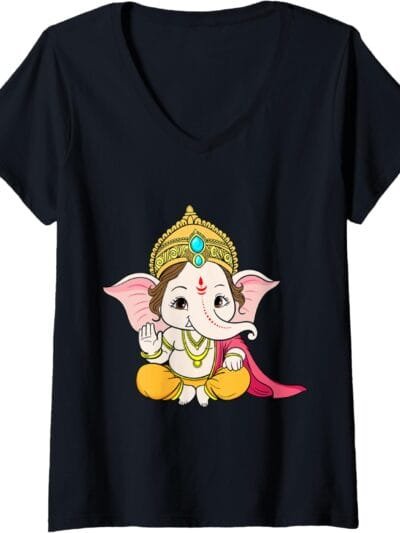 Ganapati, Ganesh, Ganeshotsav Puja V-Neck T-Shirt (USA)