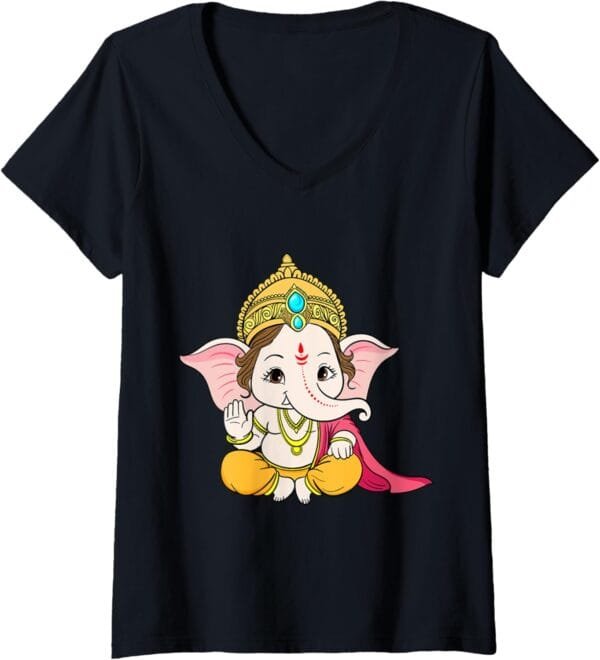 Ganapati, Ganesh, Ganeshotsav Puja V-Neck T-Shirt (USA)