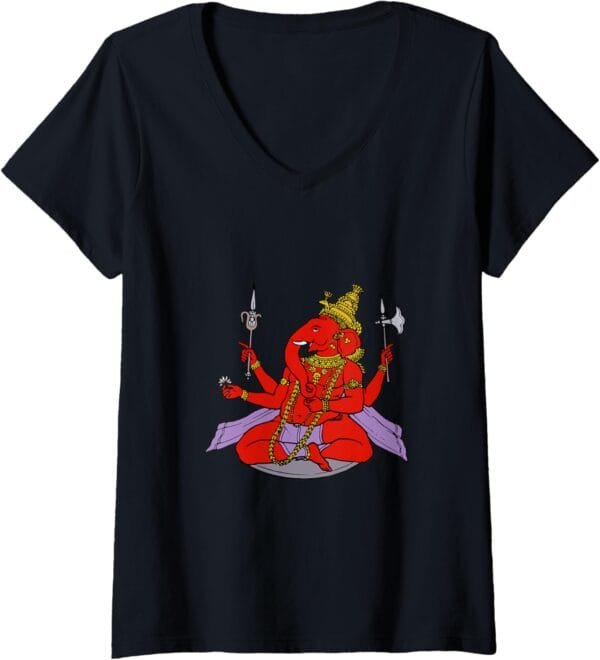 Ganapati, Ganesh, Ganeshotsav Puja V-Neck T-Shirt (USA)