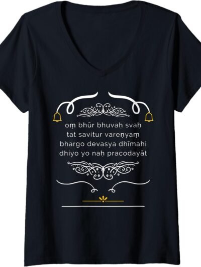 Hindu Wedding Gift for Indians Gayatri Mantra in English V-Neck T-Shirt (Italy)