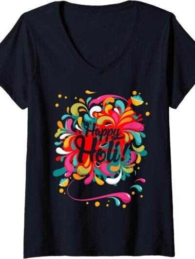 Happy Holi | Gift for Indians V-Neck T-Shirt (USA)