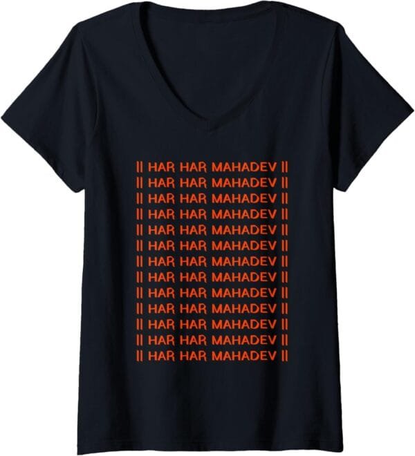Shiva, Shankar, Maha Shivratri Har Har Mahadev Hindu Pooja V-Neck T-Shirt (USA)