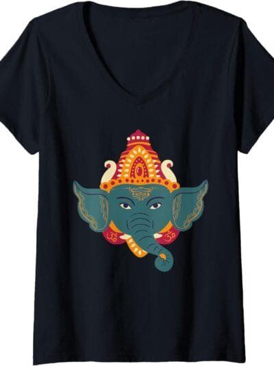 Ganapati, Ganesh, Ganeshotsav Puja V-Neck T-Shirt (USA)