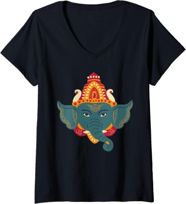 Ganapati, Ganesh, Ganeshotsav Puja V-Neck T-Shirt (USA)