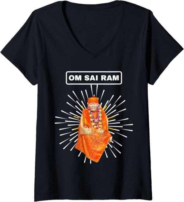 Shirdi Sai Baba God Gift for Indian Hindus Om Sai Ram V-Neck T-Shirt (Italy)