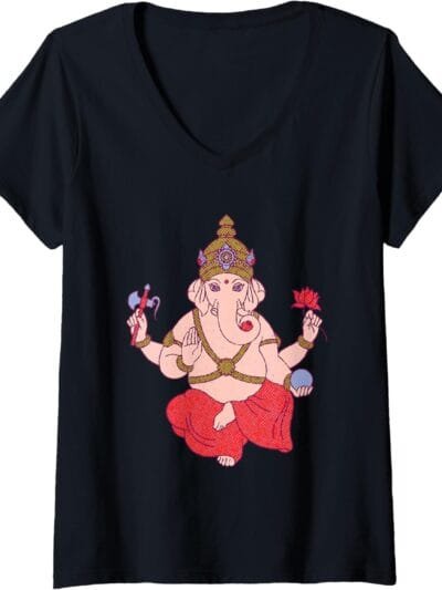 Ganapati, Ganesh, Ganeshotsav Puja V-Neck T-Shirt (UK)