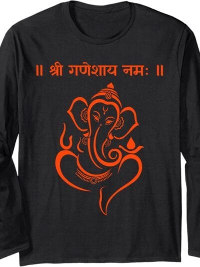 Ganapati, Ganesh, Shree Ganeshaya Namaha Sanskrit Om Puja Long Sleeve T-Shirt (Germany)