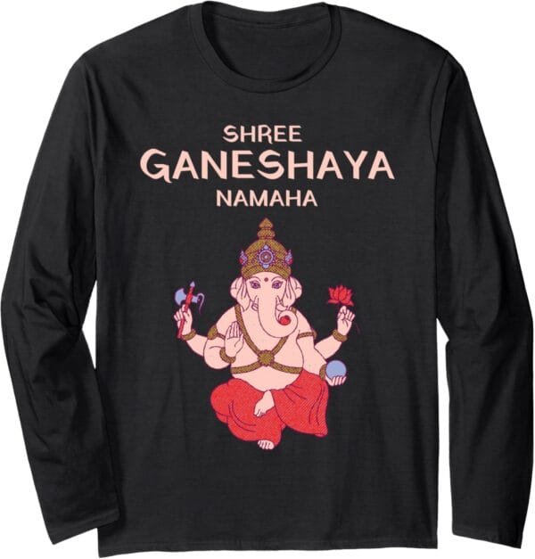 Ganapati, Ganesh, Shree Ganeshaya Namaha Ganeshotsav Puja Long Sleeve T-Shirt (USA)