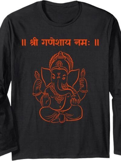 Ganapati, Ganesh, Shree Ganeshaya Namaha Sanskrit Puja Long Sleeve T-Shirt (Spain)