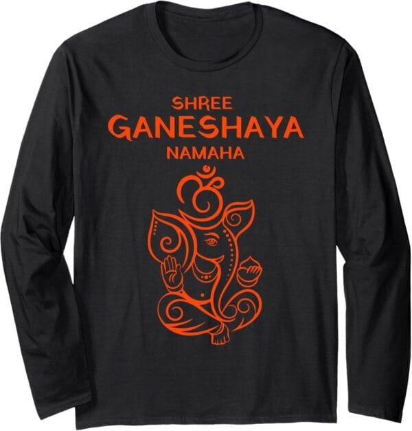 Ganapati, Ganesh, Shree Ganeshaya Namaha Om Ganeshotsav Puja Long Sleeve T-Shirt (Japan)