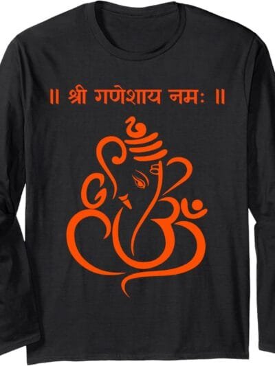 Ganapati, Ganesh, Shree Ganeshaya Namaha Sanskrit Puja Long Sleeve T-Shirt (USA)