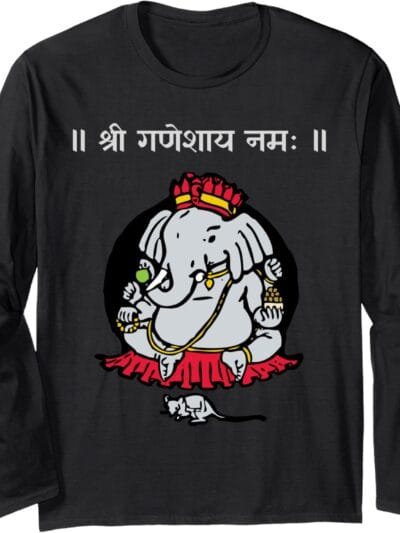 Ganapati, Ganesh, Shree Ganeshaya Namaha Sanskrit Puja Long Sleeve T-Shirt (USA)