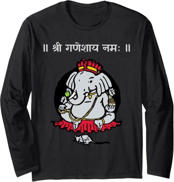 Ganapati, Ganesh, Shree Ganeshaya Namaha Sanskrit Puja Long Sleeve T-Shirt (USA)
