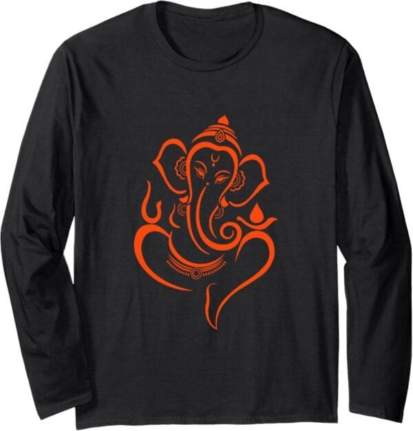 Ganapati, Ganesh, Shree Ganesh Om Ganeshotsav Puja Long Sleeve T-Shirt (USA)