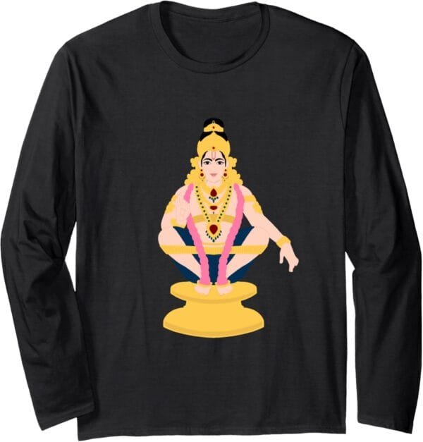 Ayyappa, Ayyappan Hindu God Temple Pooja Long Sleeve T-Shirt (USA)