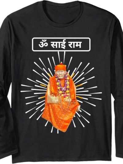 Shirdi Sai Baba God Gift for Indian Hindús Om Sai Ram Hindi Long Sleeve T-Shirt (Spain)