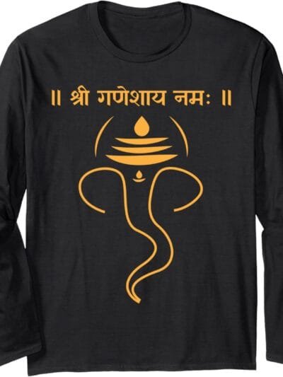 Ganapati, Ganesh, Shree Ganeshaya Namaha Sanskrit Puja Long Sleeve T-Shirt (USA)