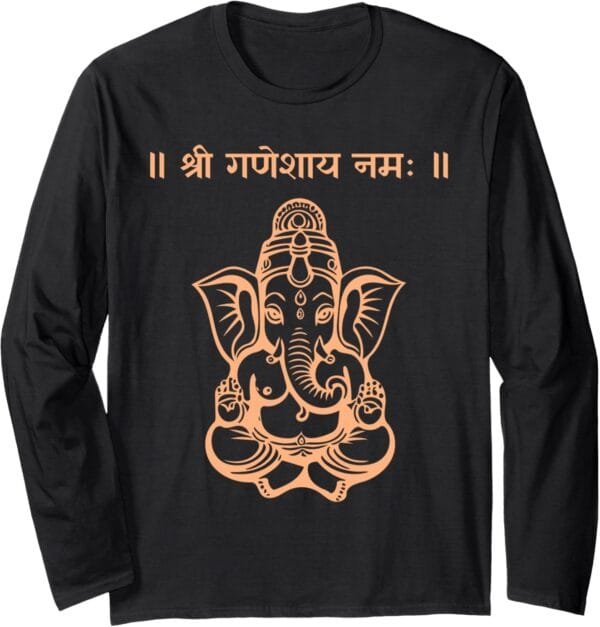 Ganapati, Ganesh, Shree Ganeshaya Namaha Sanskrit Puja Long Sleeve T-Shirt (USA)