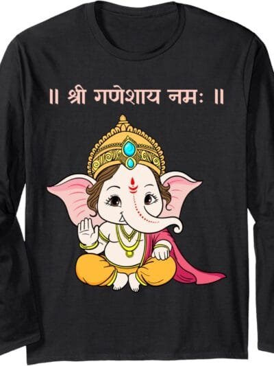 Ganapati, Ganesh, Shree Ganeshaya Namaha Sanskrit Puja Long Sleeve T-Shirt (Italy)