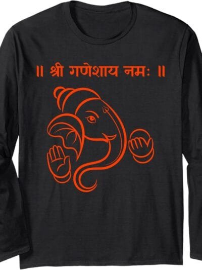 Ganapati, Ganesh, Shree Ganeshaya Namaha Sanskrit Puja Long Sleeve T-Shirt (USA)