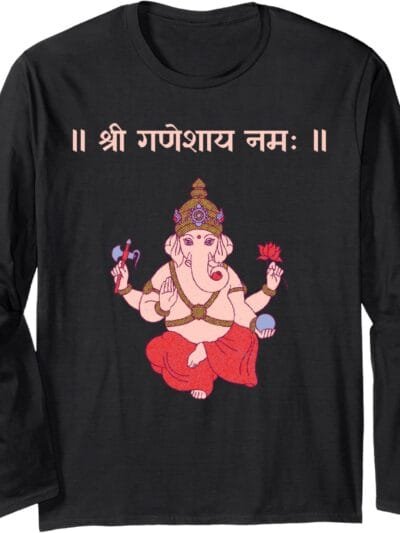 Ganapati, Ganesh, Shree Ganeshaya Namaha Sanskrit Puja Long Sleeve T-Shirt (France)