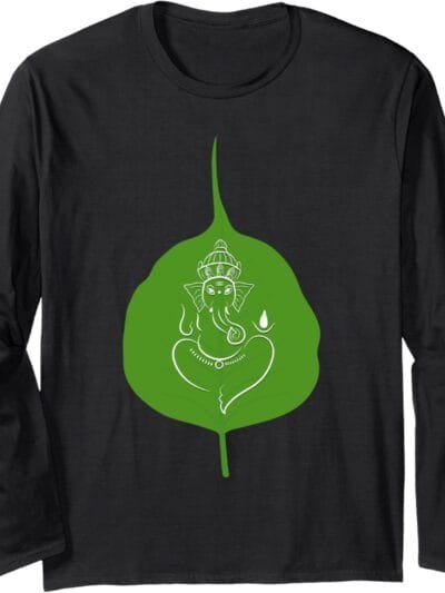 Ganapati, Ganesh, on Leaf Ganeshotsav Puja Long Sleeve T-Shirt (Spain)