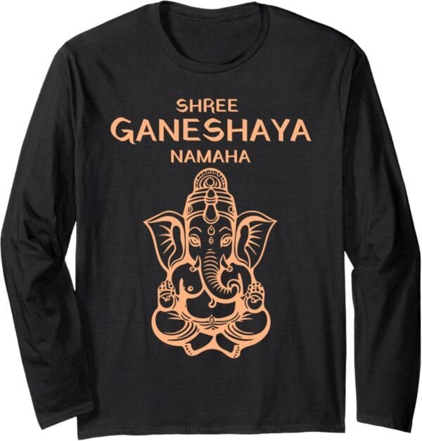 Ganapati, Ganesh, Shree Ganeshaya Namaha Ganeshotsav Puja Long Sleeve T-Shirt (USA)