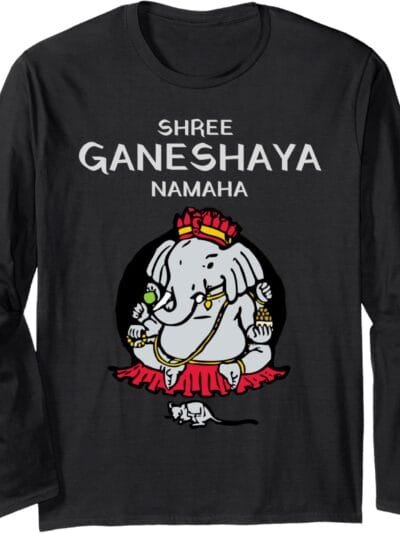Ganapati, Ganesh, Shree Ganeshaya Namaha Ganeshotsav Puja Long Sleeve T-Shirt (USA)
