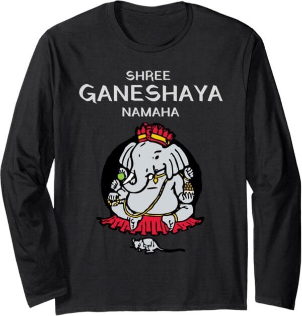 Ganapati, Ganesh, Shree Ganeshaya Namaha Ganeshotsav Puja Long Sleeve T-Shirt (USA)