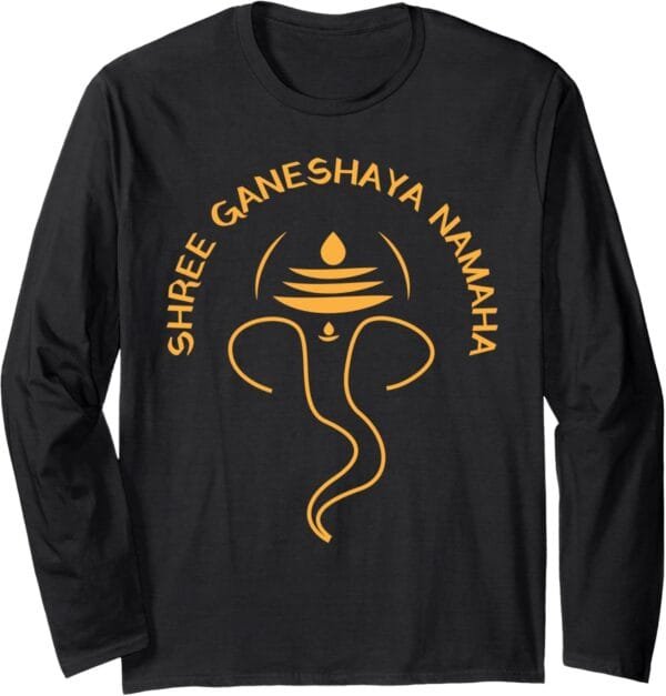 Ganapati, Ganesh, Shree Ganeshaya Namaha Ganeshotsav Puja Long Sleeve T-Shirt (USA)