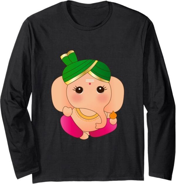 Ganapati, Ganesh, Baby Ganesha Ganeshotsav Puja Long Sleeve T-Shirt (USA)