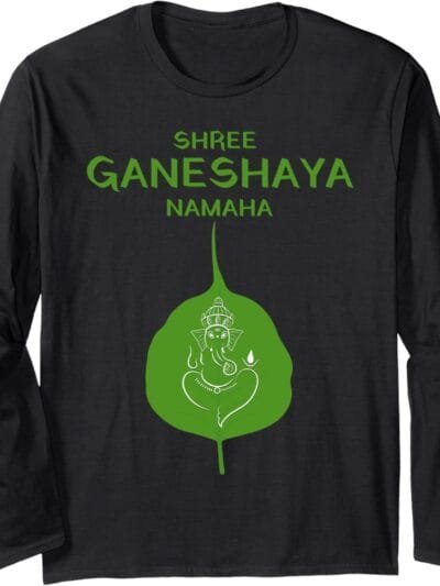 Ganapati, Ganesh, Shree Ganeshaya Namaha on Leaf Puja Long Sleeve T-Shirt (USA)