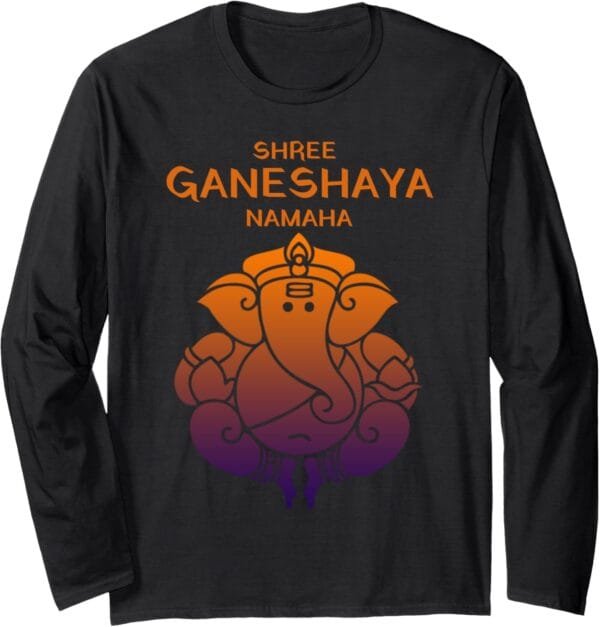Ganapati, Ganesh, Shree Ganeshaya Namaha Ganeshotsav Puja Long Sleeve T-Shirt (USA)