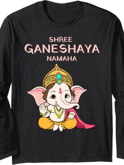 Ganapati, Ganesh, Shree Ganeshaya Namaha Ganeshotsav Puja Long Sleeve T-Shirt (Italy)