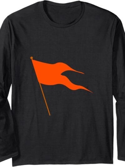 Hinduism Saffron Orange Flag, Sacred Pooja Hindu Temple Long Sleeve T-Shirt (Spain)