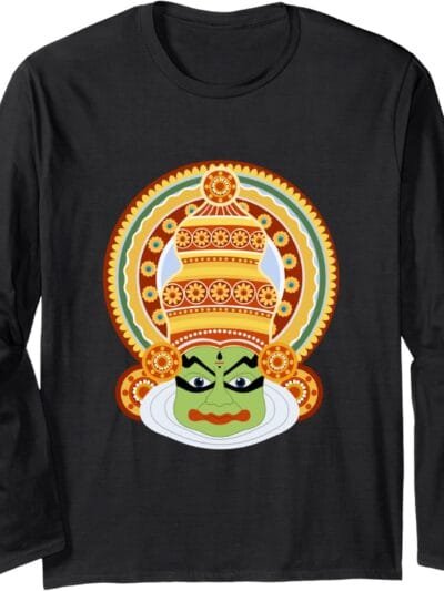 Hinduism Kathakali Dancer Face Kerala Onam Hindu Temple Puja Long Sleeve T-Shirt (Italy)