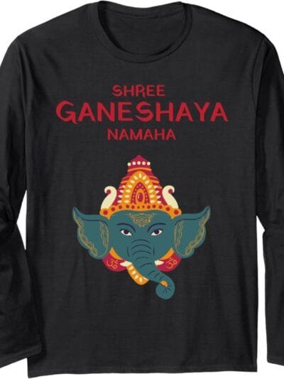 Ganapati, Ganesh, Shree Ganeshaya Namaha Ganeshotsav Puja Long Sleeve T-Shirt (USA)