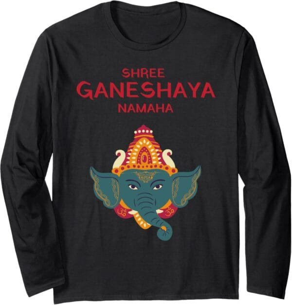 Ganapati, Ganesh, Shree Ganeshaya Namaha Ganeshotsav Puja Long Sleeve T-Shirt (USA)