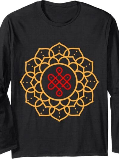 Diwali Pooja, Deepawali, Hindu Rangoli Mandala Art Long Sleeve T-Shirt (France)