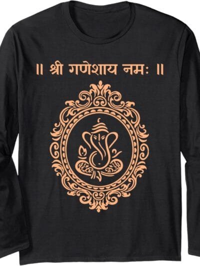 Ganapati, Ganesh, Shree Ganeshaya Namaha Sanskrit Puja Long Sleeve T-Shirt (USA)