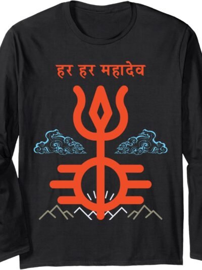Shiv Shankara Gift for Indian Hindus Har Har Mahadev Hindi Long Sleeve T-Shirt (France)