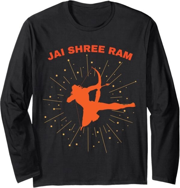 Lord Rama Diwali God Gift for Indian Hindus Jai Shree Ram Long Sleeve T-Shirt (Spain)
