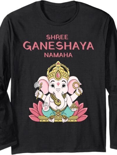 Ganapati, Ganesh, Shree Ganeshaya Namaha Ganeshotsav Puja Long Sleeve T-Shirt (USA)