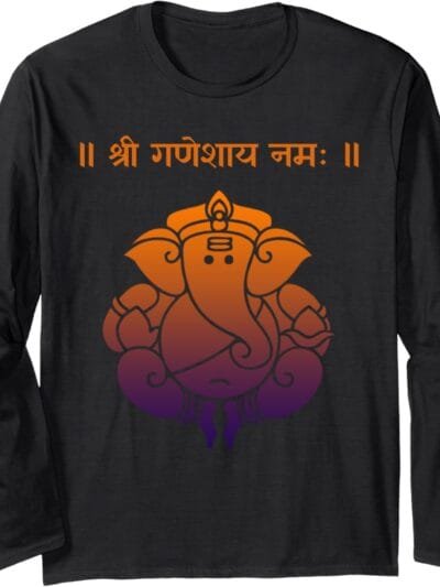 Ganapati, Ganesh, Shree Ganeshaya Namaha Sanskrit Puja Long Sleeve T-Shirt (USA)